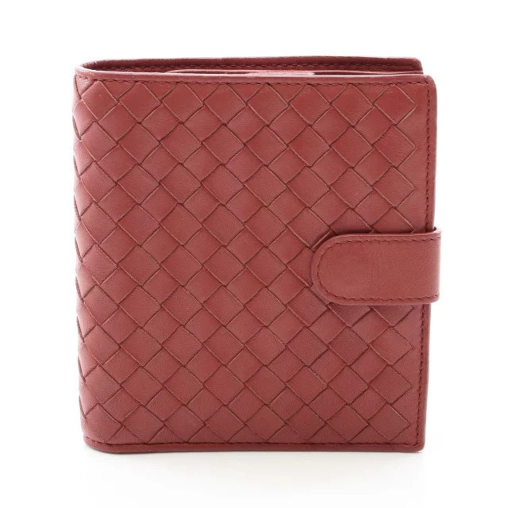 Bottega Veneta Intrecciato Bi fold Wallet Leather Bordeaux Purple